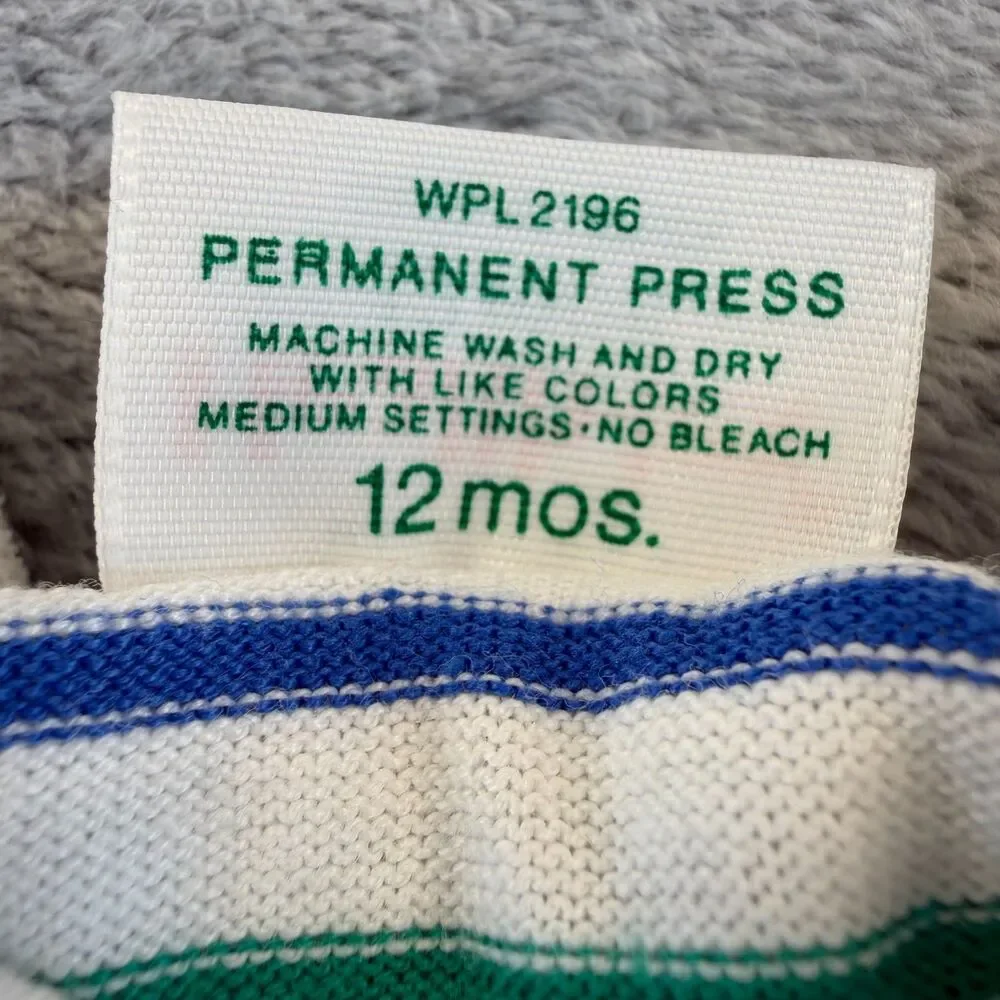 Vintage 70s Health-Tex Baby Toddler Outfit 2pc Striped Shirt Shorts USA Made